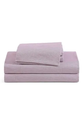 Tommy Hilfiger Ithaca Stripe Cotton Percale Sheet Set in White/burgundy Red at Nordstrom, Size Twin Xl