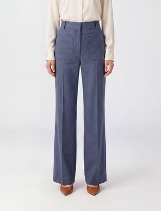 Victoria Beckham Pantaloni Alina a gamba larga e vita alta in misto lana