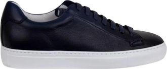 Doucal's Minimalistisch Design Zwarte Leren Sneakers - Heren - Sneakers - Blauw - 41 EU - Leer - Schoenen