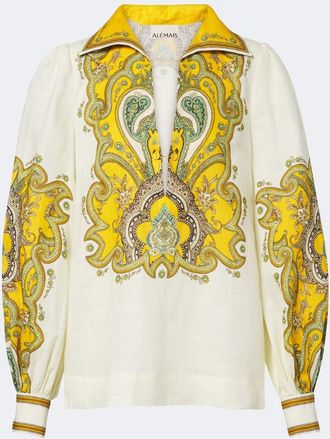 Alemais Al&eacute;mais Porter printed linen blouse