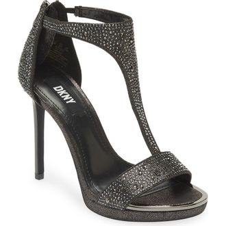 DKNY Dris T-Strap Sandal in Black Gunmetal at Nordstrom Rack, Size 6.5