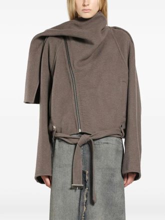 Rick Owens scarf-detail jacket - women - Cashmere - OS - Brown