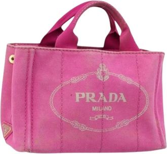 Prada Pre-owned Tote Bags, female, Pink, Size: ONE SIZE Pre-owned Vintage Canvas Tote Bag