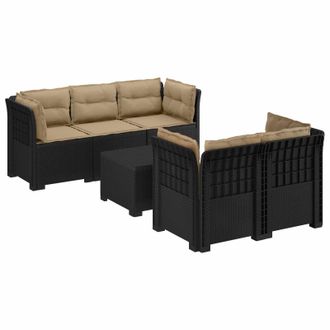 vidaXL Divano Da Giardino 5 Posti Con Cuscini Stile Rattan Pp Vidaxl