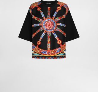 Dolce & Gabbana Carretto-print Jersey T-shirt - Woman T-shirts And Sweatshirts Multicolor 38