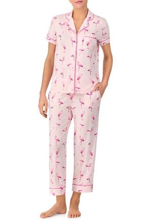 Kate Spade New York short sleeve crop pajamas in Pink Flamingo at Nordstrom, Size Small