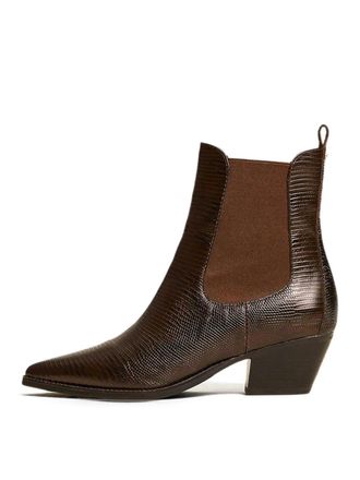 Twinset Brown Pointed-Toe Western Ankle Boots