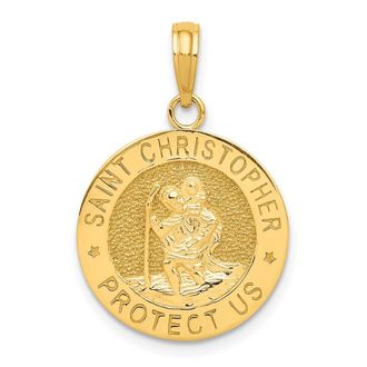 Diamond2Deal 14k Yellow Gold Saint Christopher Medal Pendant