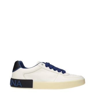 Dolce & Gabbana Dolce & Gabbana Portofino Uomos Scarpe da ginnastica in pelle bianca/denim