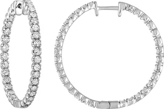 Vir Jewels 2 cttw Lab Grown Diamond Hoop Earrings in 14K White Gold With Hidden Post For Women