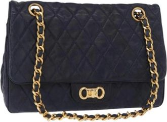 Bally Pre-owned Shoulder Bags, female, Blue, Size: ONE SIZE Pre-owned Leather Shoulder Bag