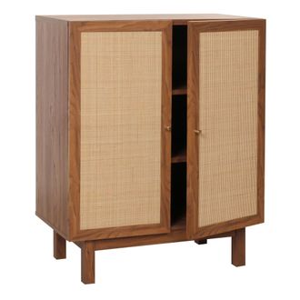 Hhg Nunca Usado] Highboard Hhg 394, C&oacute;moda Mueble Aparador, Compartimentos De Almacenaje, Rat&aacute;n Kubu 98x79x42cm, Aspecto Nogal