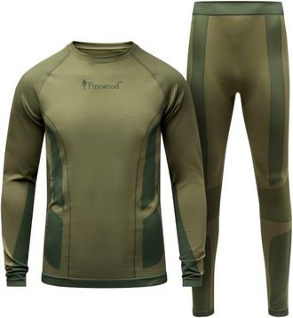 Pinewood Seamless Function Base Layer Set Kunstfaserunterwäsche für Herren | oliv