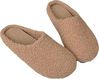 Generic Womens Fuzzy Sandal Slippers Warm Slippers Soft and Comfortable Keeping Your Feet Warm in Winter (Coffee, 4.5)