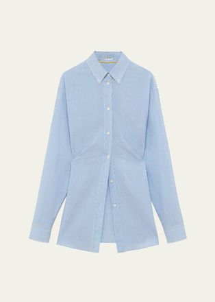 Loewe Striped Draped Waist Button-Down Shirt