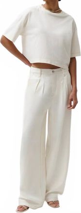 Pistola Denim Delphine Pleated Wide Leg Jeans In Off White