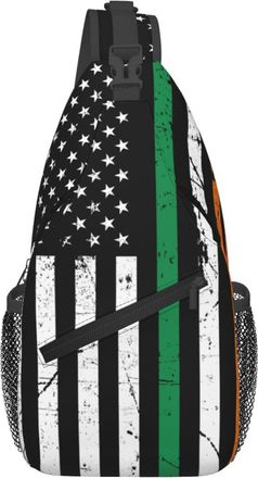Generic American Shamrock Ireland Flag Sling Bag Adjustable Chest Bag With Zipper Backpack For Camping Women Outdoors