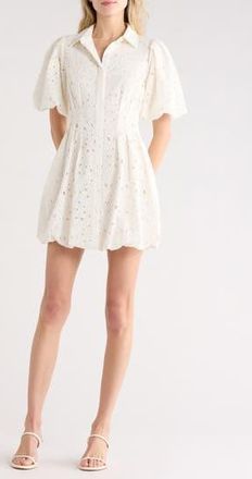 SIMKHAI Cleo Pintuck Balloon Sleeve Minidress in White at Nordstrom Rack, Size 6