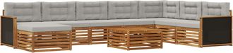 vidaXL Conjunto De Sof&aacute;s De Exterior 9 Uds. Natural Y Gris Claro Vidaxl