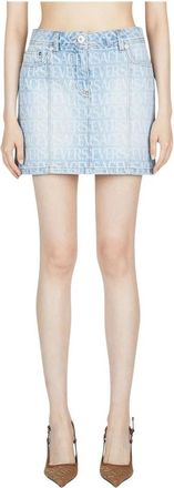 Versace Denim Jacquard Mini Rok - Dames - Spijkerrokken - Blauw - S - Denim - Rokken