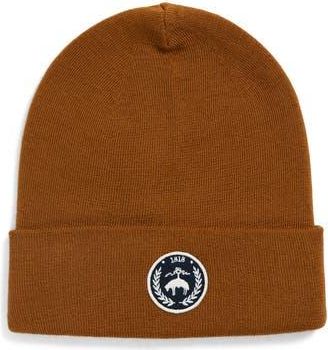 Brooks Brothers Wool Blend Patch Cuffed Beanie in Vicuna at Nordstrom Rack