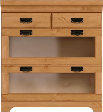 HOME AFFAIRE Unterschrank »Rügen« Breite 80 cm, Kiefer massiv, Schubkästen mit Glaseinsatz