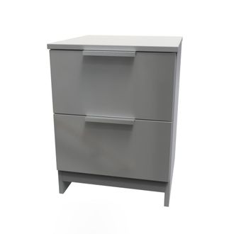 Welcome Furniture Paris Ready Assembled Bedside Table with 2 Drawers - Uniform Matt & Dusk Grey - Welcome Furniture | TJ Hughes