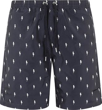 Neil Barrett Casual Shorts - Heren - Strandmode - Blauw - XL - Polyester - Badmode