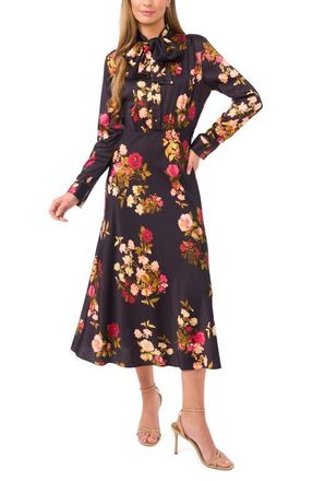 Ted Baker Alessandra Long Sleeve Tie Neck Shirtdress in Rich Black at Nordstrom, Size 2