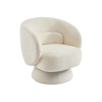 Sweeek Sill&oacute;n giratorio 360&deg; en tela texturizada con coj&iacute;n, crema