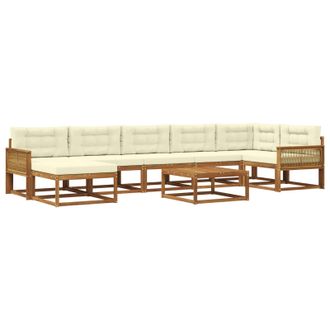 vidaXL Conjunto De Sof&aacute;s De Exterior Con Coj&iacute;n 8 Pcs Natural Y Crema Vidaxl