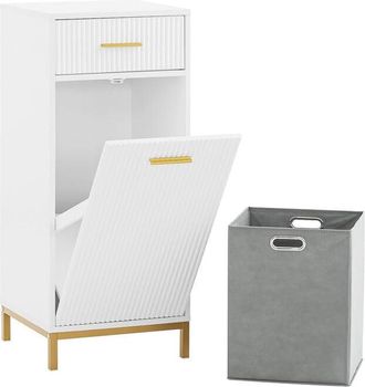 SoBuy Mobile porta biancheria per bagno Mobile lavanderia con sacco portabiancheria pieghevole Bianco 40x40x95 cm BZR180-W - Sobuy