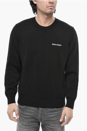 Palm Angels Cotton Crewneck Sweater CLASSIC LOGO with Embroidered Logo size L