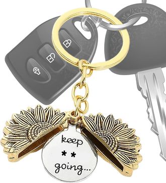 Generic Sunflower Keychain, Inspirational Pendant Charm for Men Women Kids, Positive Quote Keyring with Durable Hook, Motivational Uplifting Decoration for Sc