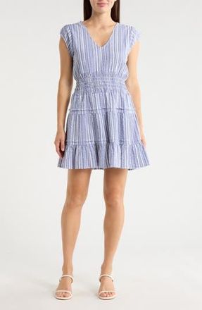 Maisie Smocked Waist Minidress in Blue/White Stripe at Nordstrom Rack, Size X-Small