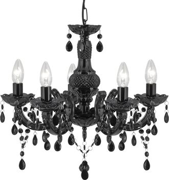 Searchlight Klassischer, dimmbarer Kronleuchter Marie Therese ø 48/ H 42-93 cm - Schwarz