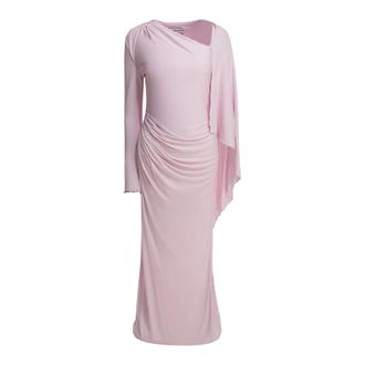 Self Portrait Gowns, female, Pink, Size: 2XS Long Draped Jersey Dress