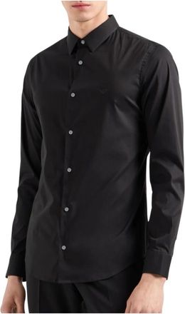 A|X Armani Exchange Stretch Nylon-Blend Shirt - Heren - Zakelijke Overhemden - Zwart - M - Nylon - Overhemden