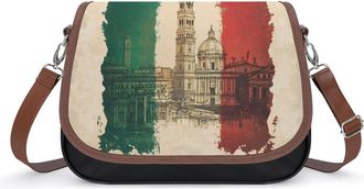Generic Italian Flag Italy Building Small Womens Crossbody Bags Shoulder Handbag with Adjustable Strap for Travel