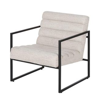 Maisons du monde Sill&oacute;n de tela color crudo y acero negro