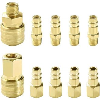 OEM Kit Di 10 Pezzi Di Raccordi Pneumatici Da 1/4 Bsp, Attacco Rapido Pneumatico Europeo, Raccordo Per Compressore DAria, Per Compressore Di Tubi Flessibi