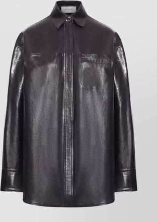 Sportmax oversized leather jacket and pocket