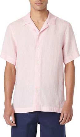 Bugatchi Linen Camp Shirt in Pink at Nordstrom Rack, Size Xxx-Large