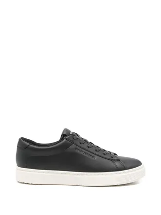 Emporio Armani Mens Leather Lace-Up Sneakers