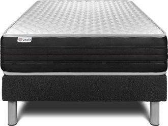 VITALIT Somier Negro + Colch&oacute;n Con Espuma Viscoel&aacute;stica 90 X 190