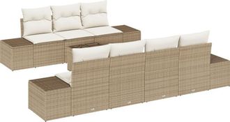 vidaXL Conjunto De Sof&aacute; De Jard&iacute;n 8 Pcs Beige Polirat&aacute;n Vidaxl