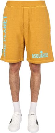 Dsquared2 ONE Life ONE Planet Bermuda Shorts - Heren - Korte Broeken - Geel - M - Katoen - Korte Broeken