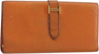 Herm&egrave;s Pre-owned Vintage Lange Portemonnee - Dames - Vintage Accessoires - Oranje - ONE Size - Leer - Vintage