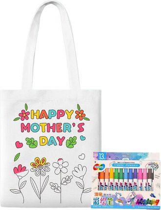 Generic Tote Bags to Paint | Coloring Canvas Tote Bags,Mothers Day Educational Art Craft with Paint Pens Learning Activities for Kids Ages 3+ Home Classroom K