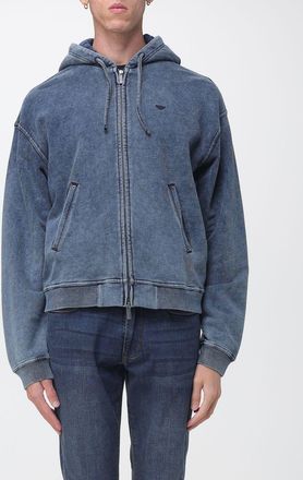 Emporio Armani Cotton Zip-Up Hoodie Sweatshirt with Embroidered Logo